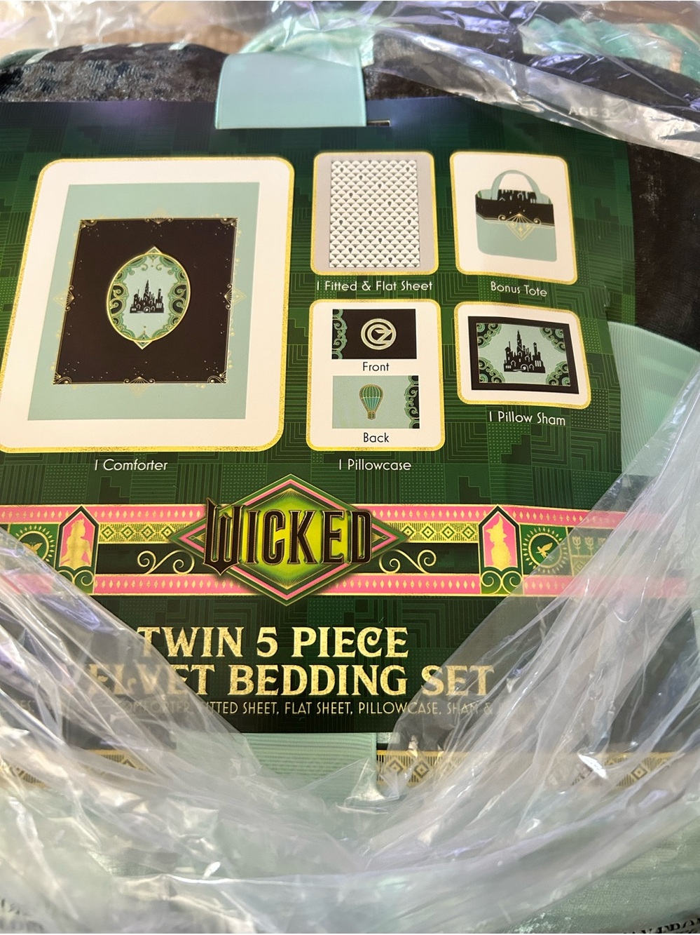 Wicked Twin 5-Piece Bedding Set - Mint Green